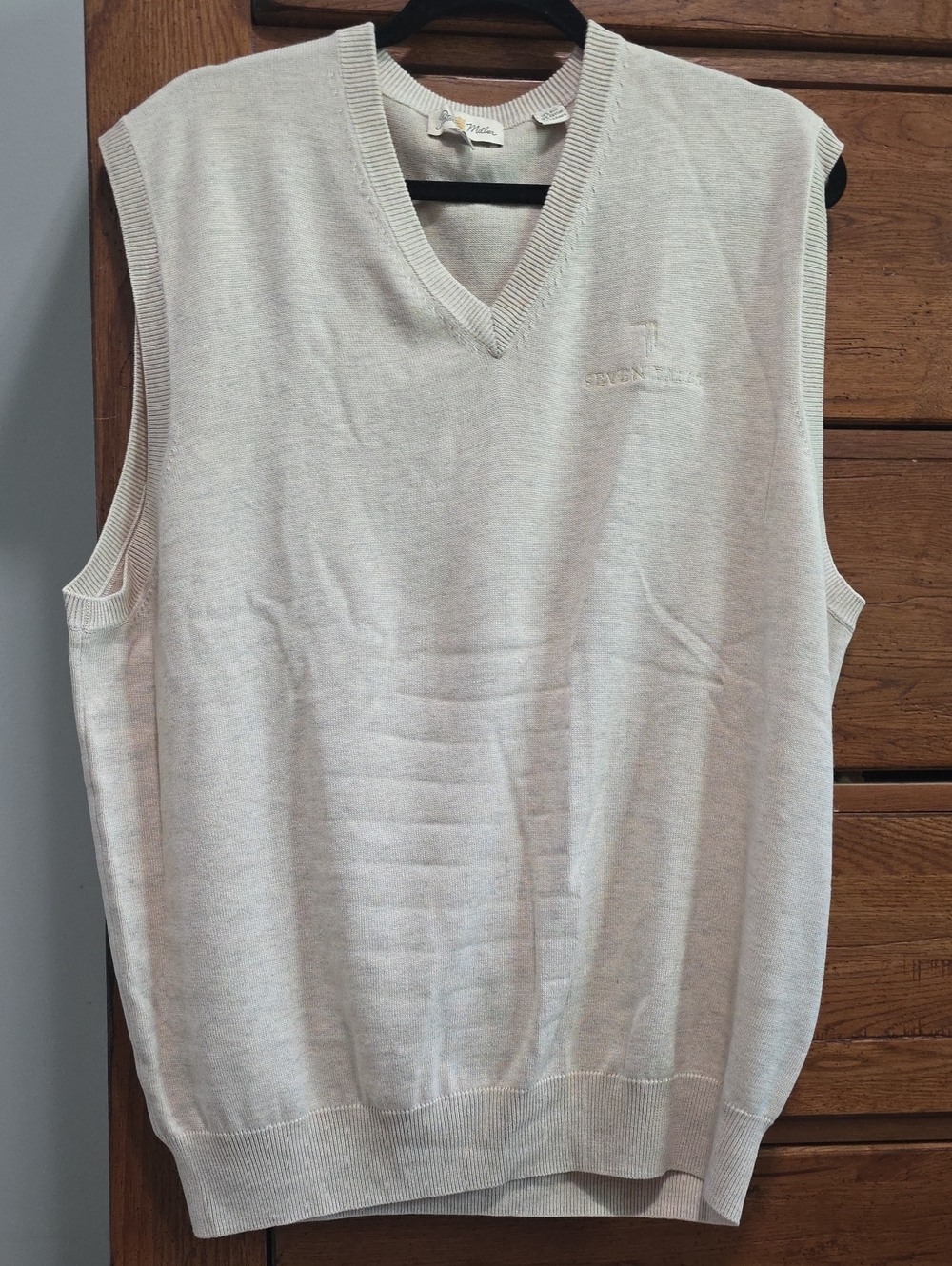 Peter Millar Men's V-Neck Sweater Vest in Light Cream
